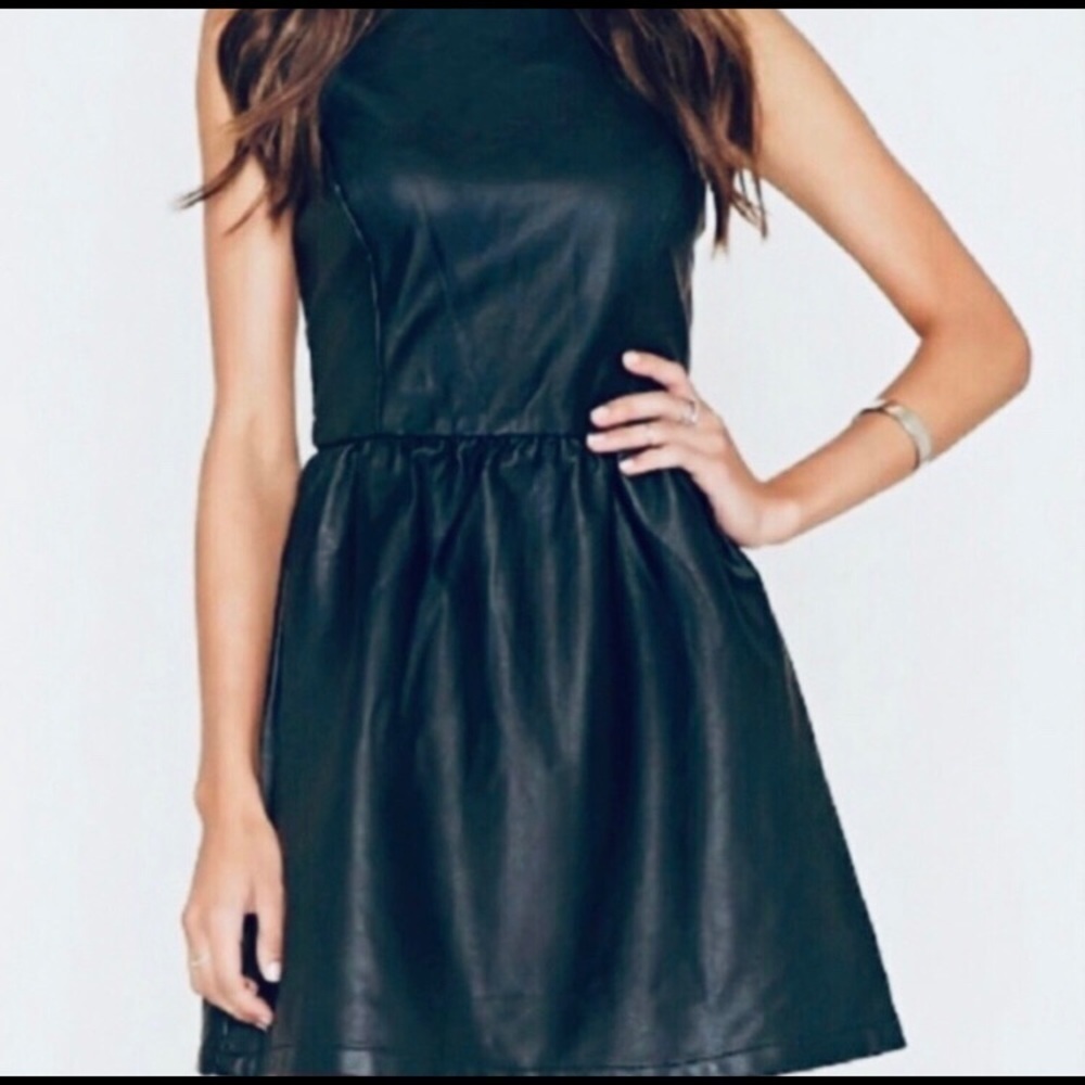 NWT Forever21 Stretch Faux Leather Fit Flare Dress